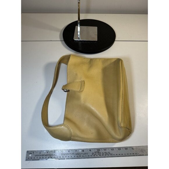 DOONEY & BOURKE Belvedere Logo Duck Lock Clip Hobo Shoulder Bag Yellow Leather - Picture 6 of 10
